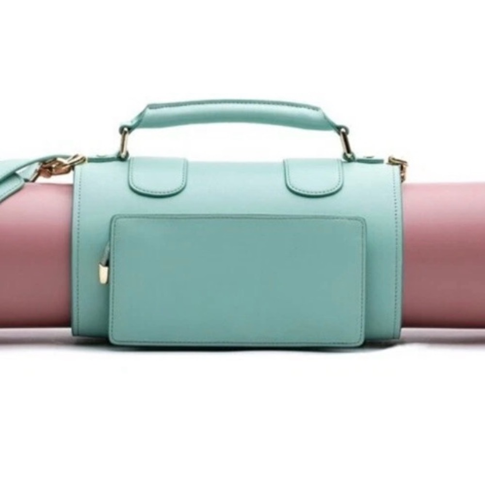 NWTs!!!! Women's SAIA Handbag Green/Pink Crossbody Yoga Mat Bag One Size - Picture 5 of 8